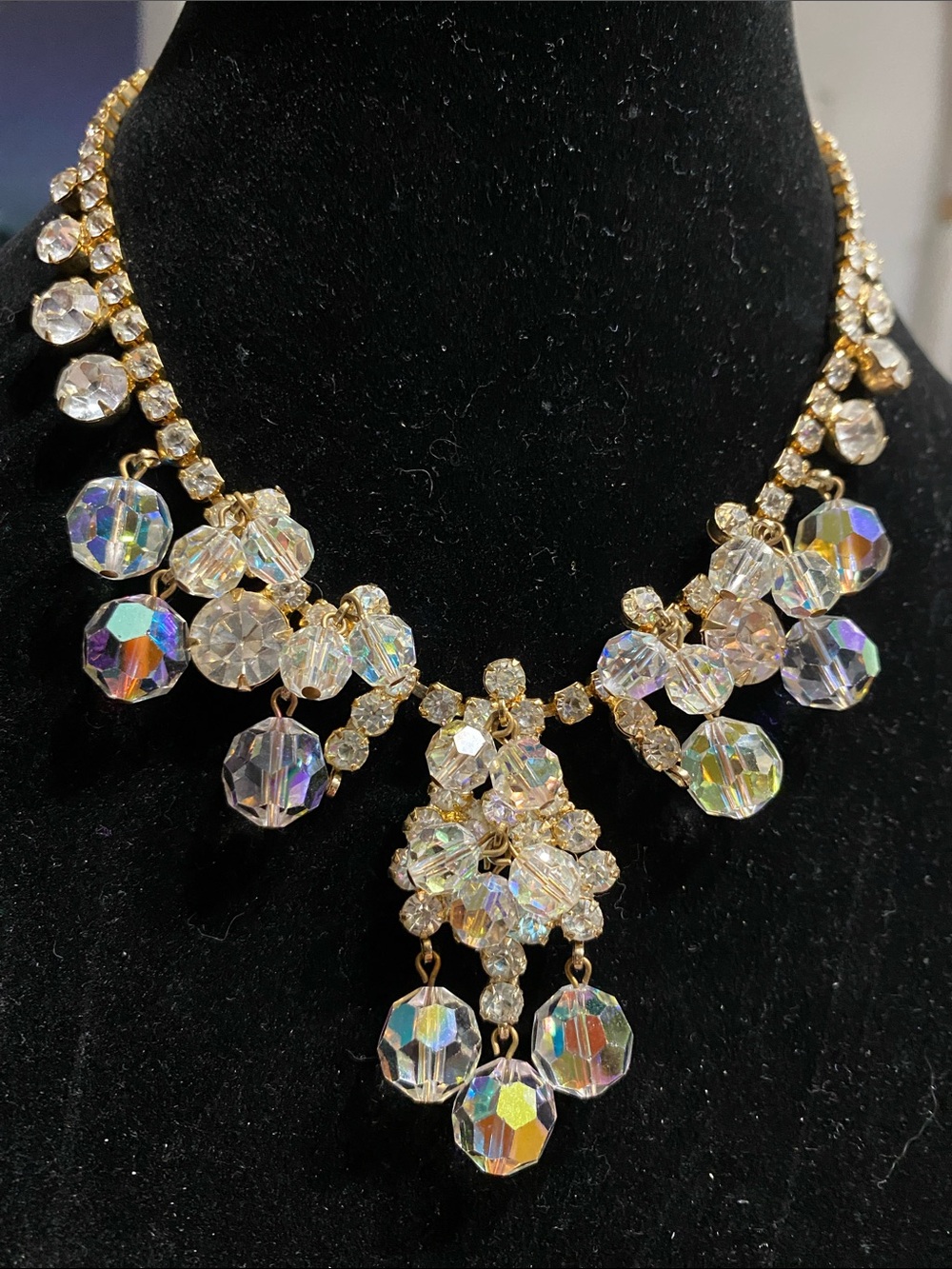 1960s Juliana Aurora Crystal Drop Necklace - Picture 2 of 11